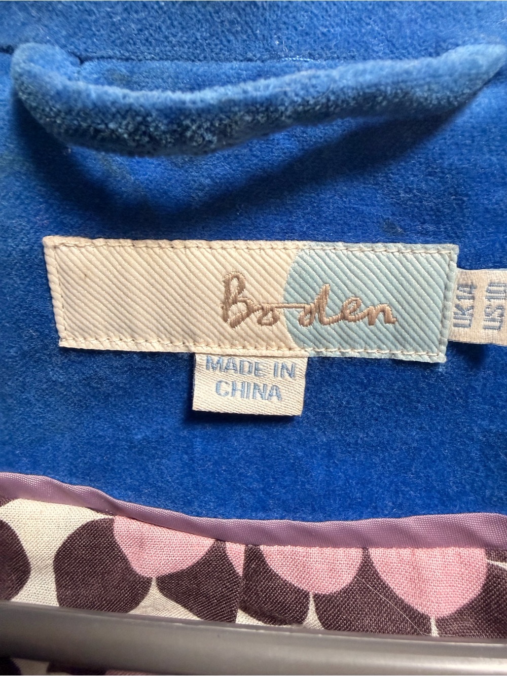 Boden Electric Blue Velvet Button-Up Jacket - Picture 3 of 4